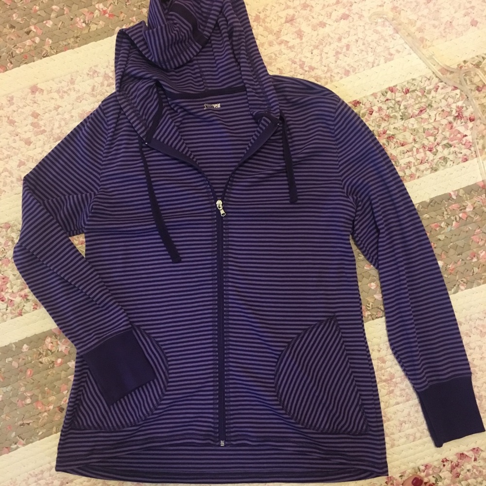 Purple striped hooded jacket L